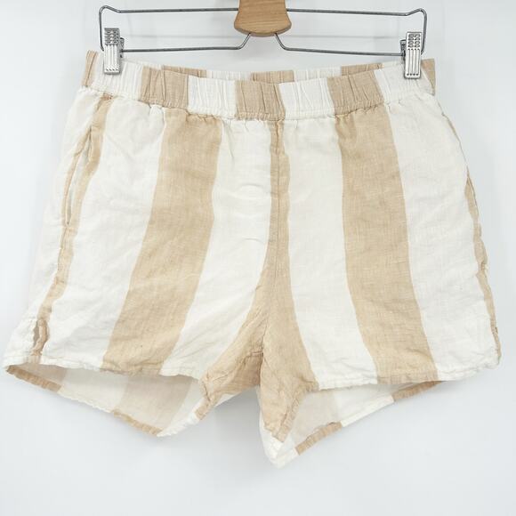 Madewell x Laude The Label Womens Beachy Lounge Everyday Striped Linen Shorts L - Picture 2 of 7